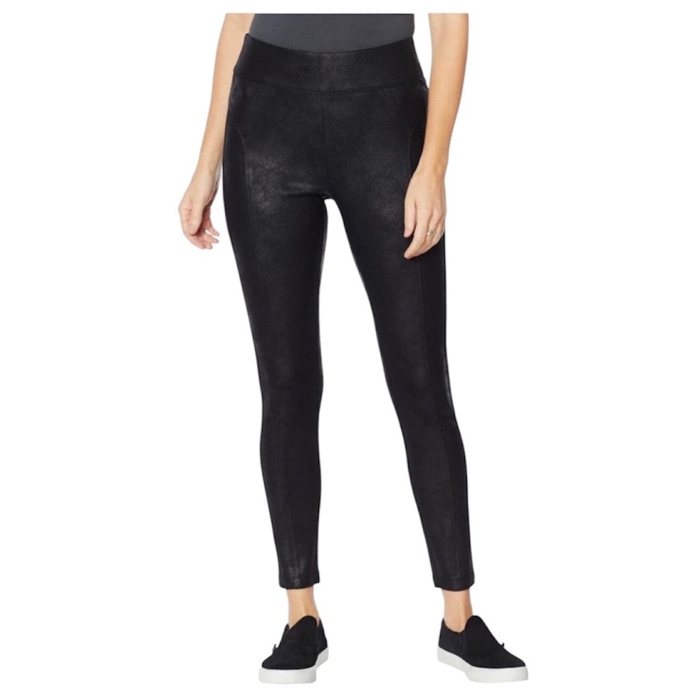 Democracy Glider Legging Women PXL Black Faux Leather Coated Slimming BP1627UB5E